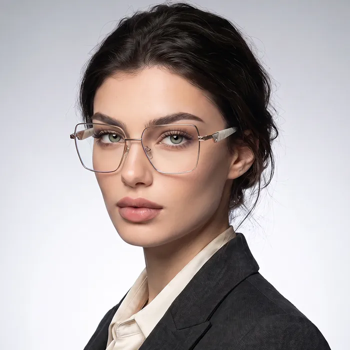 Women's oversized square metal optical frame