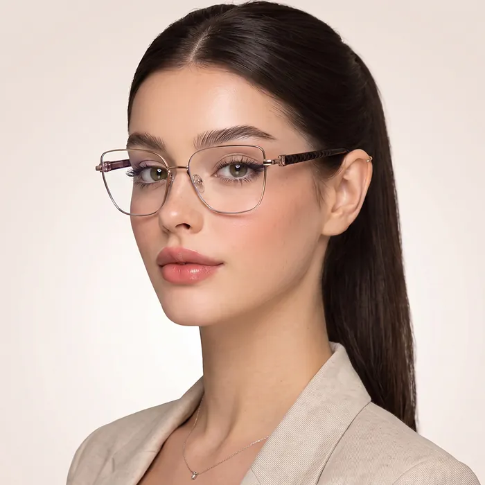 Women's rose gold cat-eye optical frame