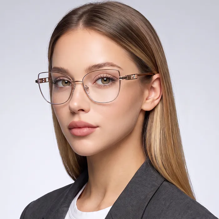Women's rose gold metal optical frame